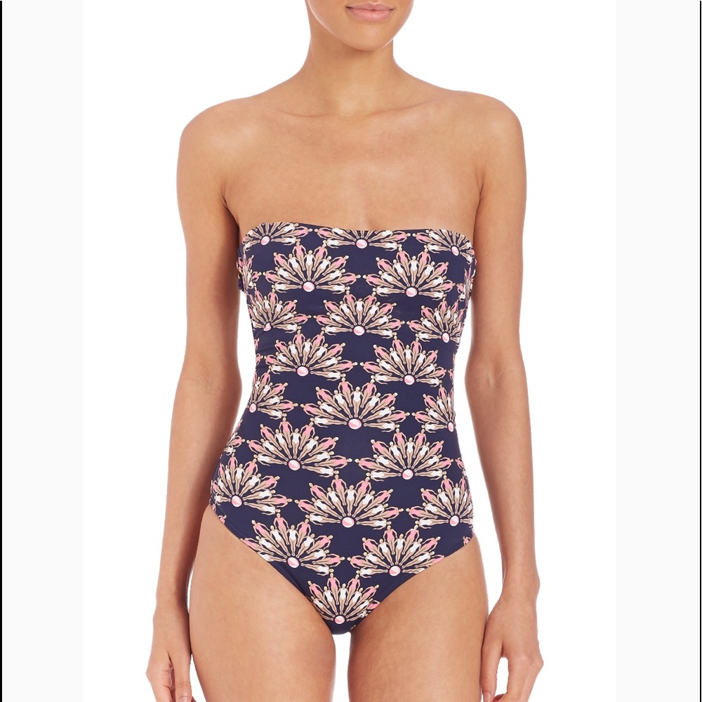 Ondade Mar Dancing Blue strapless 1piece swimsuit